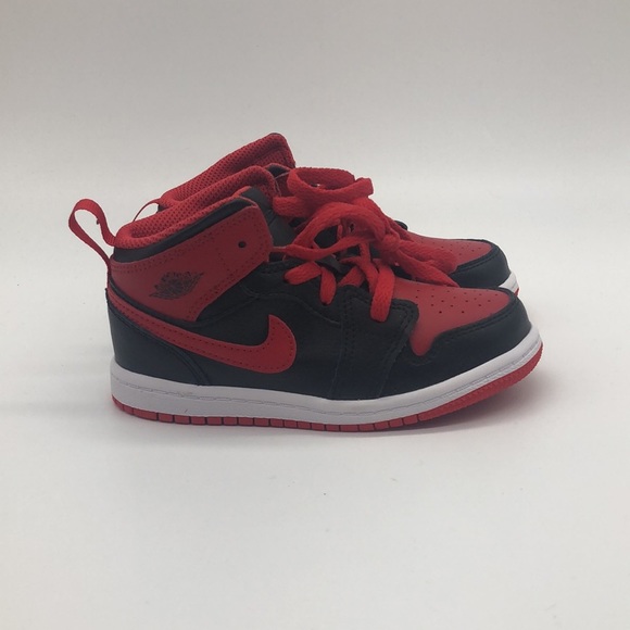 Toddler Air Jordan 1 Mid Red/Black DQ8425-060 NWOB - Picture 2 of 5